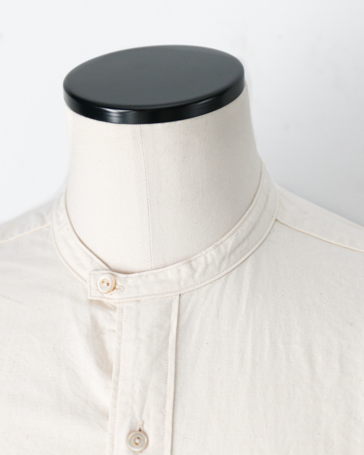 WORKERS Band Collar Shirt, Ecru Shirt Cloth