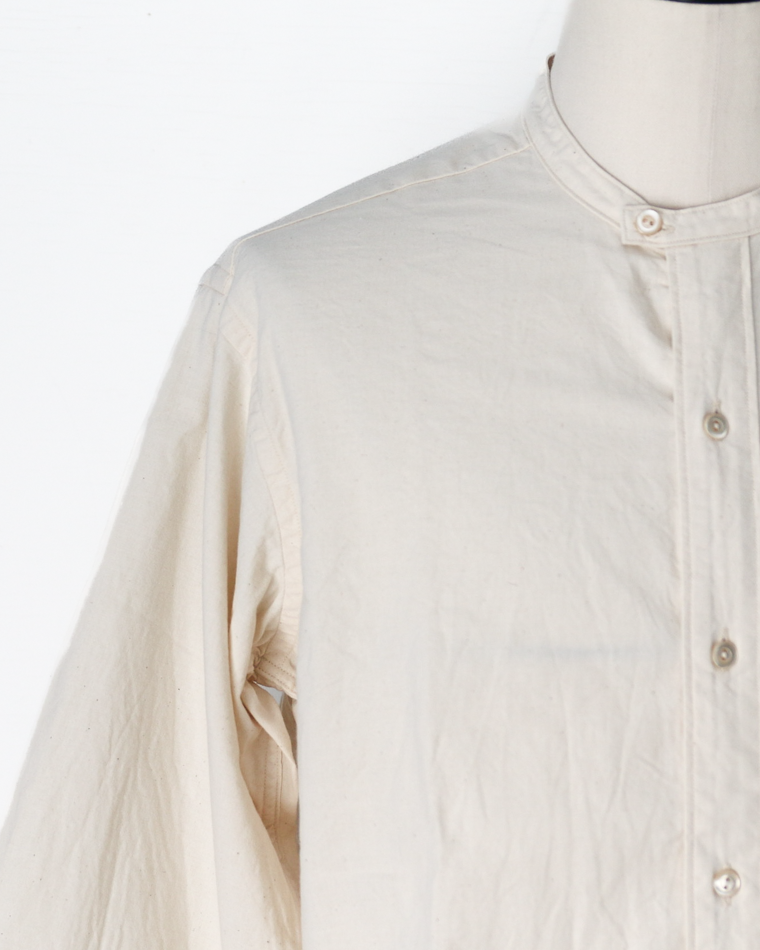 WORKERS Band Collar Shirt, Ecru Shirt Cloth