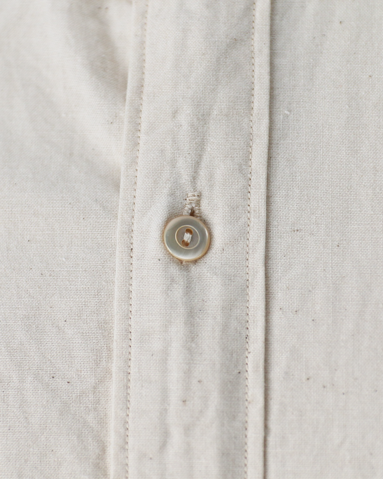 WORKERS Band Collar Shirt, Ecru Shirt Cloth