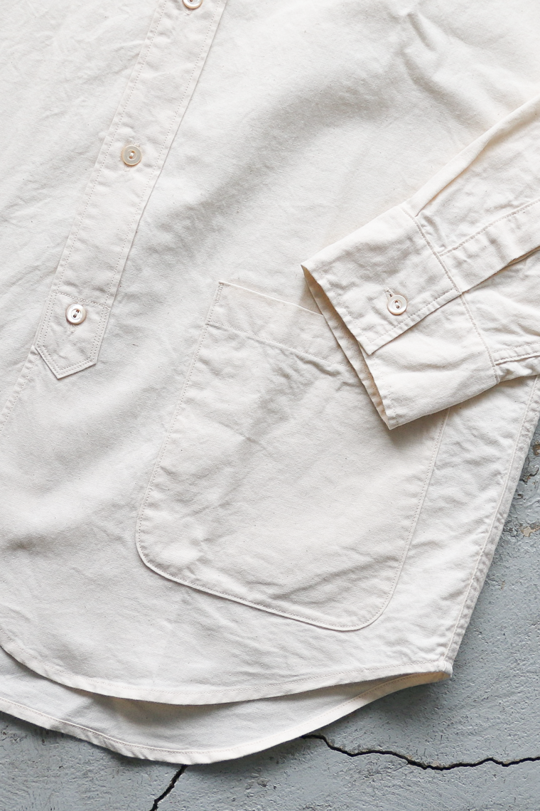 WORKERS Band Collar Shirt, Ecru Shirt Cloth