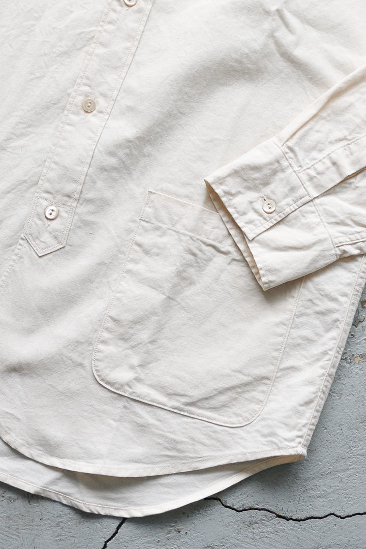 WORKERS Band Collar Shirt, Ecru Shirt Cloth