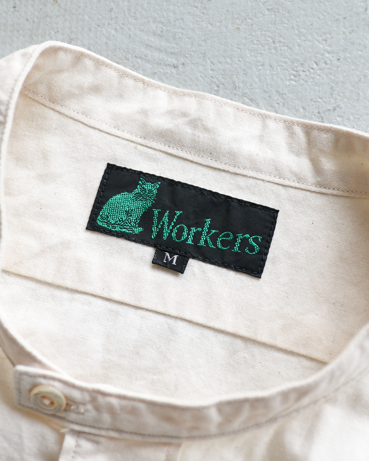 WORKERS Band Collar Shirt, Ecru Shirt Cloth
