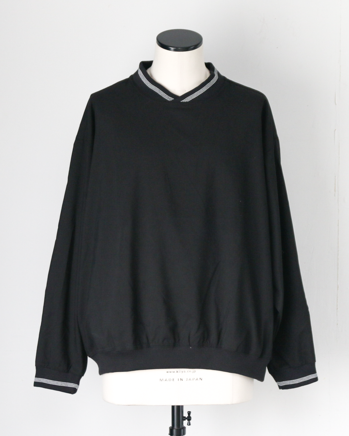 AKWA アクワ Microfiber Windshirt Cross Neck Pullover Black