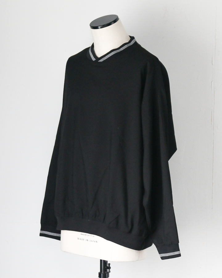AKWA アクワ Microfiber Windshirt Cross Neck Pullover Black