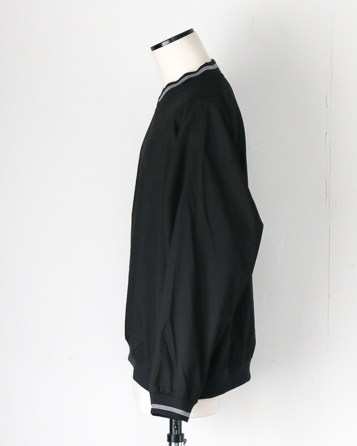AKWA アクワ Microfiber Windshirt Cross Neck Pullover Black