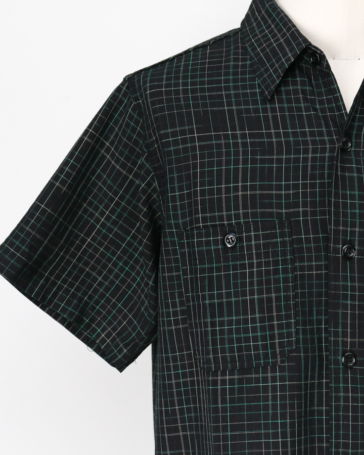 SUGAR CANE SC39729 R/C GABARDINE CHECK WORK SHIRT Black