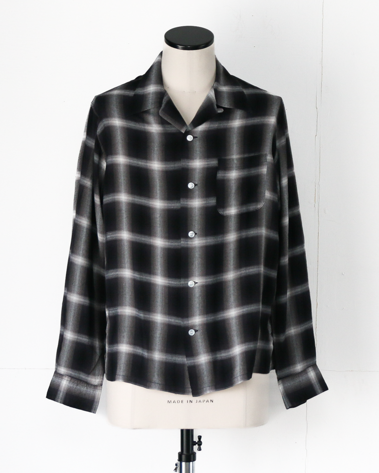 SUGAR CANE SC29120 RAYON OMBRE CHECK OPEN SHIRT Black