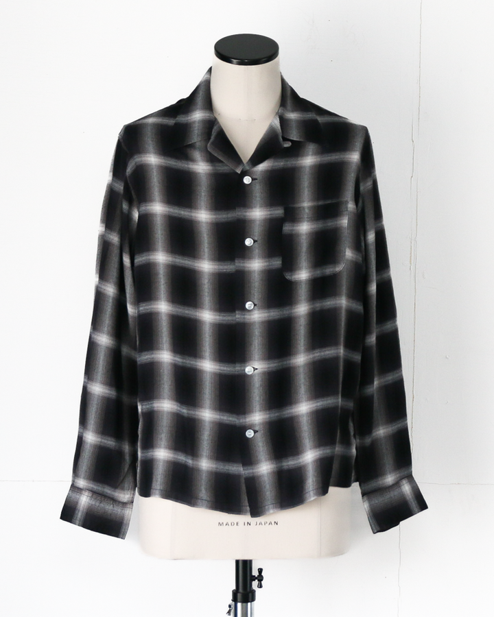 SUGAR CANE SC29120 RAYON OMBRE CHECK OPEN SHIRT Black