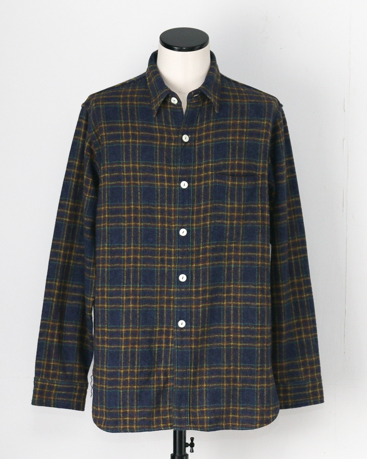 CORONA コロナ CS001 NAVY 1POCKET SHIRT / Navy × Green