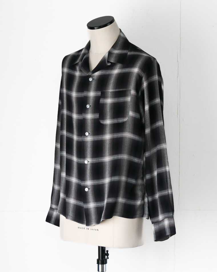 SUGAR CANE SC29120 RAYON OMBRE CHECK OPEN SHIRT Black