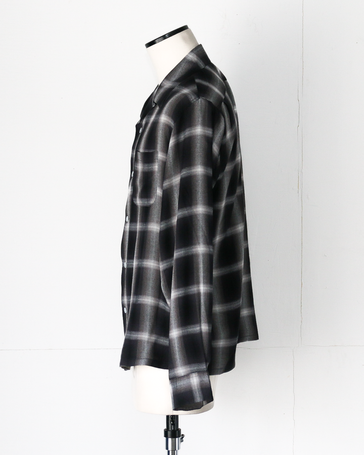 SUGAR CANE SC29120 RAYON OMBRE CHECK OPEN SHIRT Black