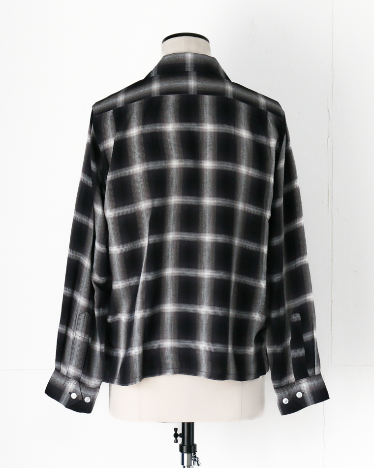 SUGAR CANE SC29120 RAYON OMBRE CHECK OPEN SHIRT Black