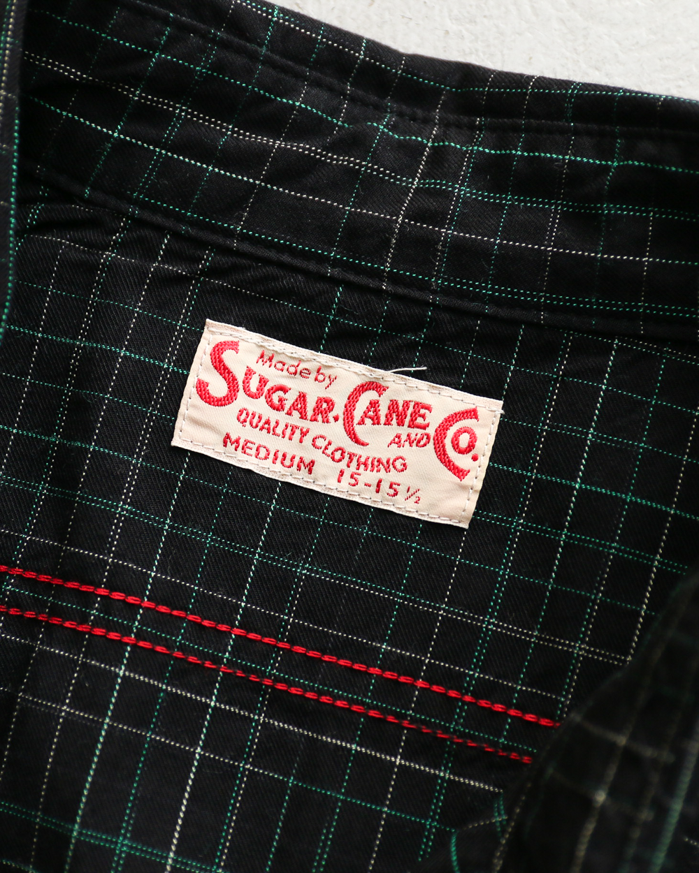 SUGAR CANE SC39729 R/C GABARDINE CHECK WORK SHIRT Black