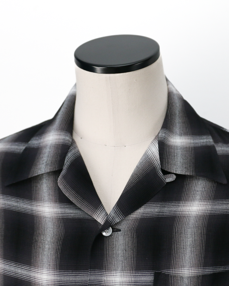 SUGAR CANE SC29120 RAYON OMBRE CHECK OPEN SHIRT Black