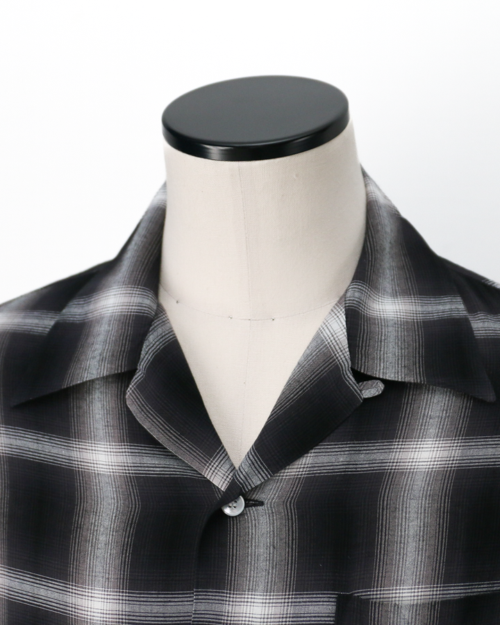 SUGAR CANE SC29120 RAYON OMBRE CHECK OPEN SHIRT Black