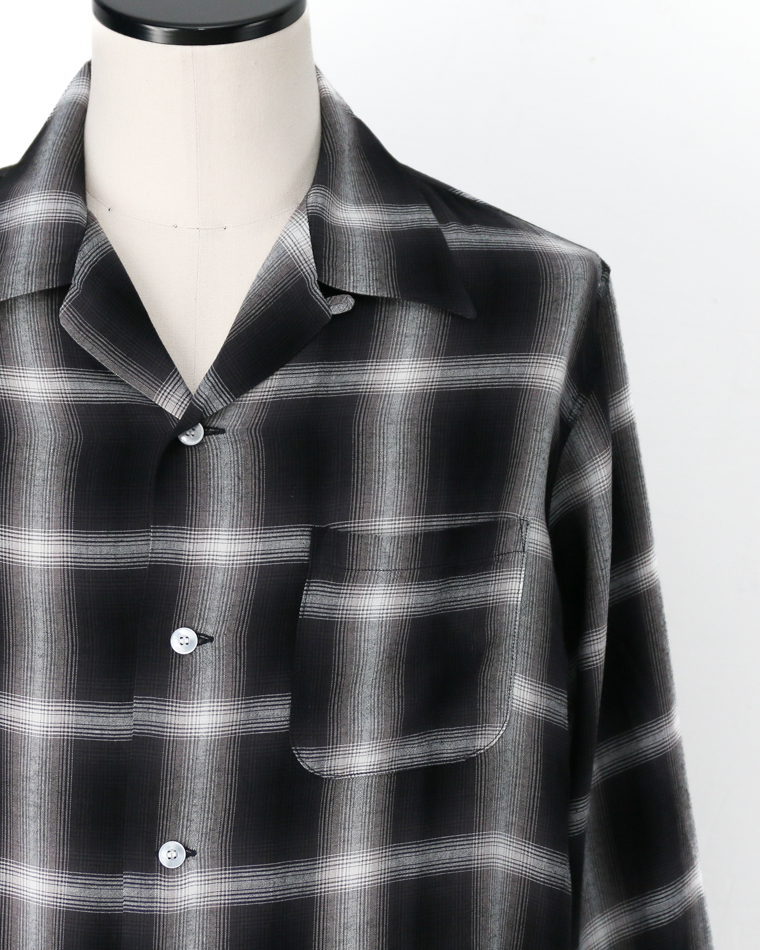 SUGAR CANE SC29120 RAYON OMBRE CHECK OPEN SHIRT Black