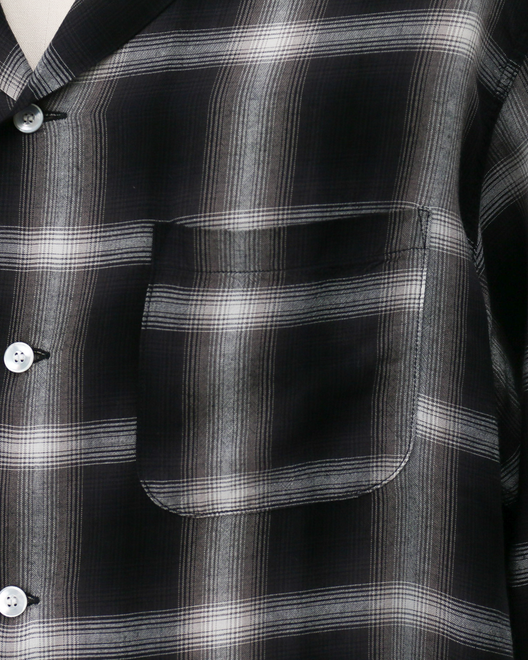 SUGAR CANE SC29120 RAYON OMBRE CHECK OPEN SHIRT Black