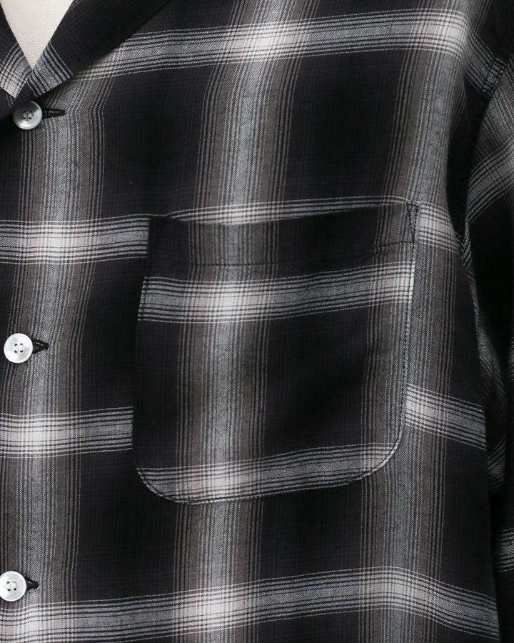 SUGAR CANE SC29120 RAYON OMBRE CHECK OPEN SHIRT Black