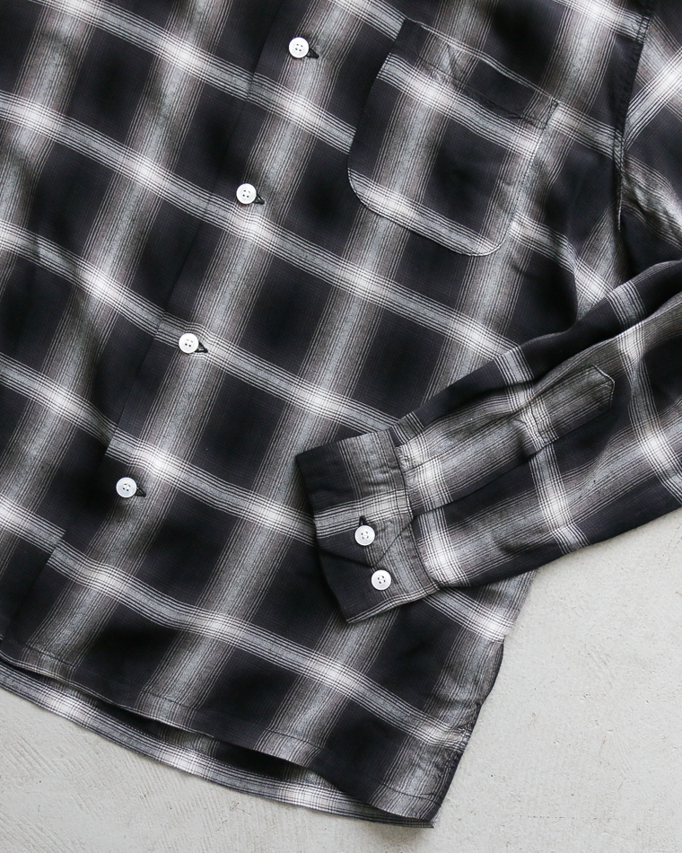 SUGAR CANE SC29120 RAYON OMBRE CHECK OPEN SHIRT Black