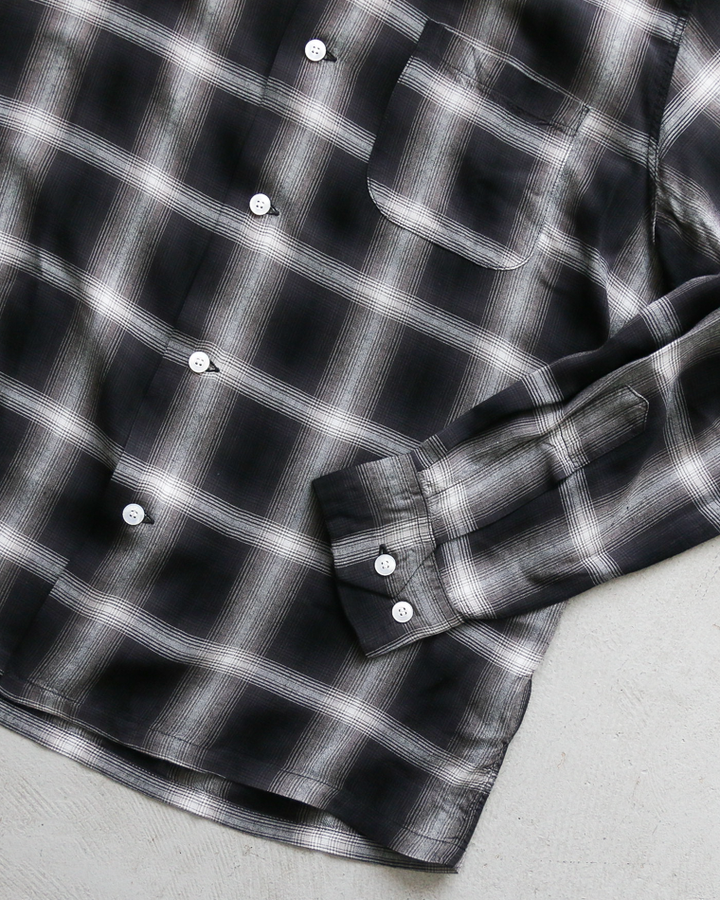 SUGAR CANE SC29120 RAYON OMBRE CHECK OPEN SHIRT Black