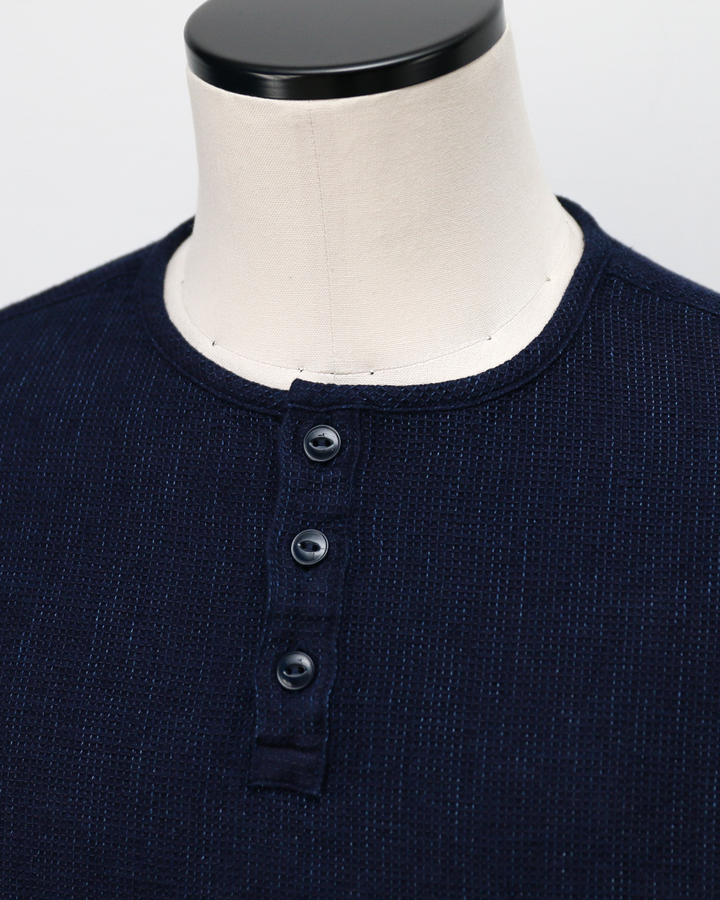 FOB factory F3493 INDIGO WAFFLE Tee Indigo