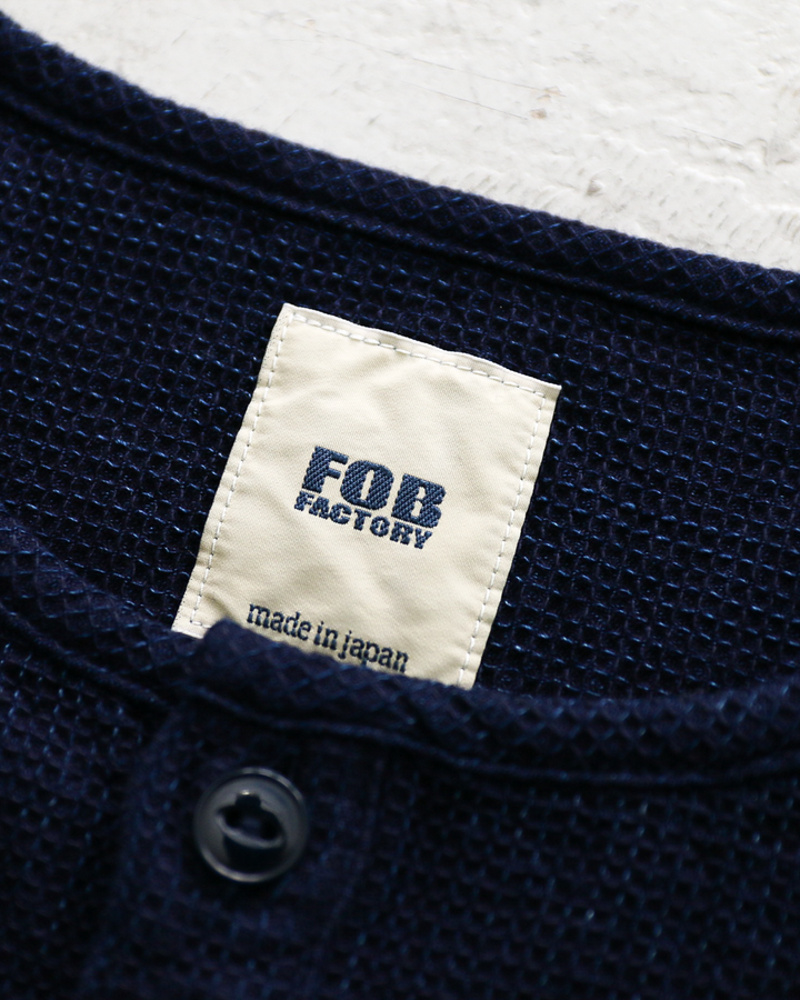 FOB factory F3493 INDIGO WAFFLE Tee Indigo