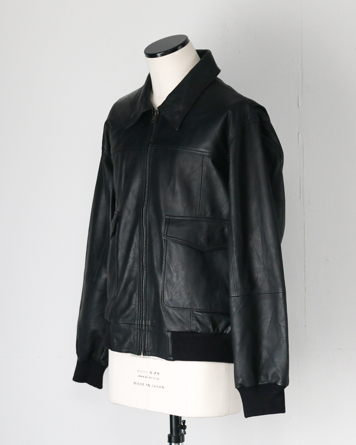 YOUSED ユーズド Remake Leather Urban Flight Jacket A-2 Black