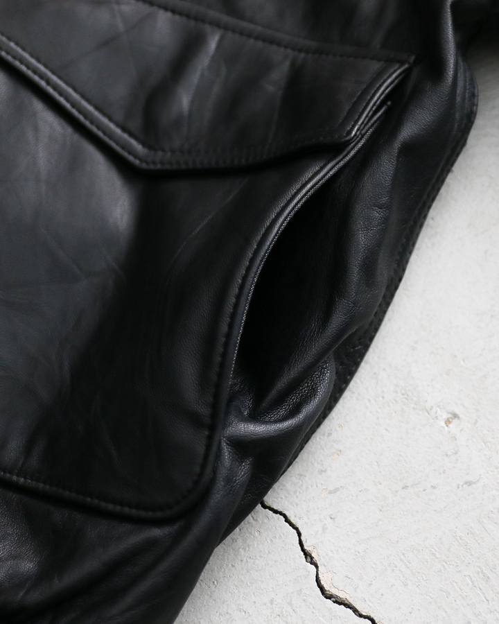 YOUSED ユーズド Remake Leather Urban Flight Jacket A-2 Black