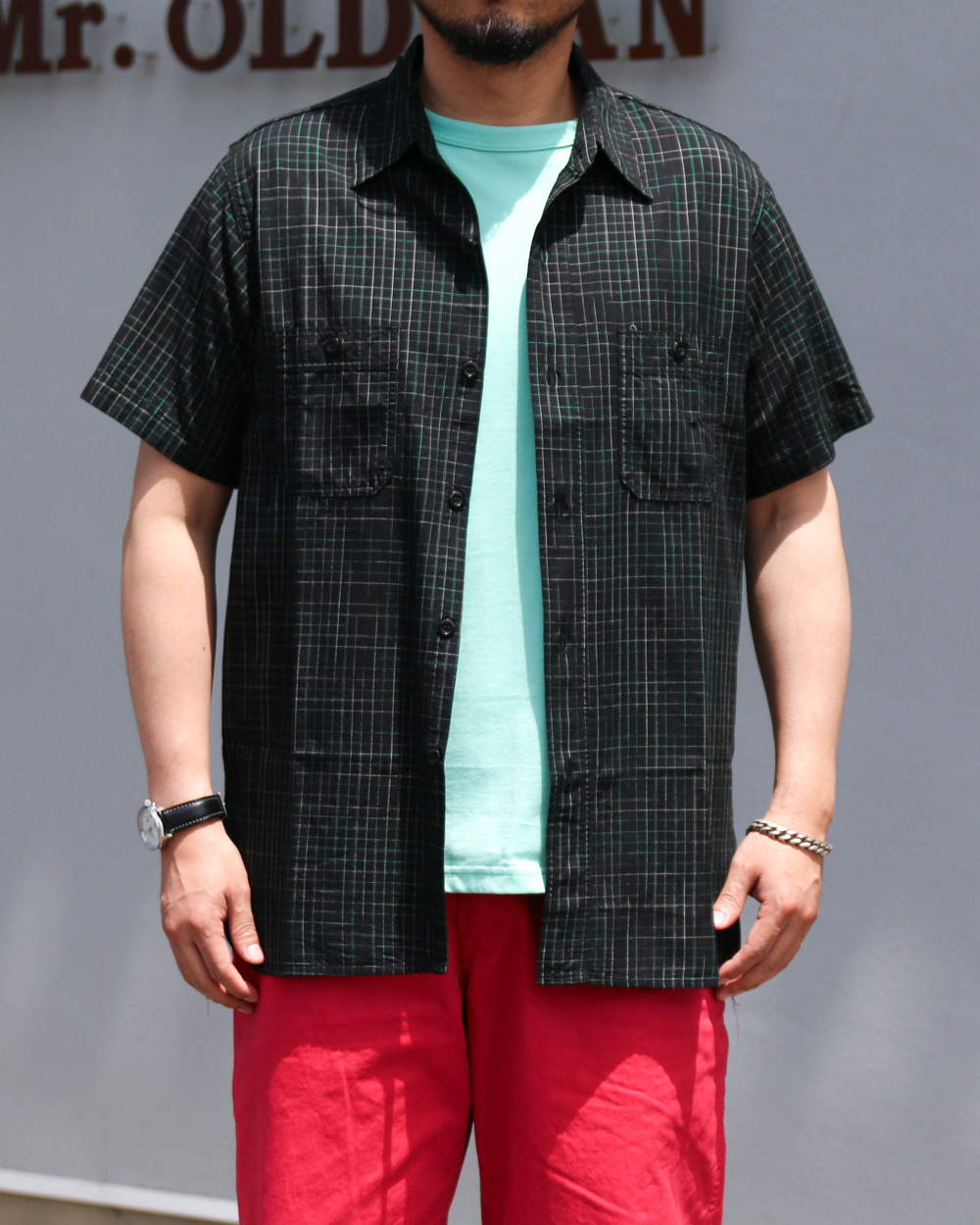 SUGAR CANE SC39729 R/C GABARDINE CHECK WORK SHIRT Black