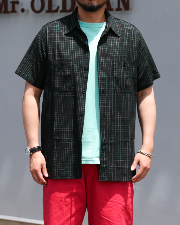 SUGAR CANE SC39729 R/C GABARDINE CHECK WORK SHIRT Black