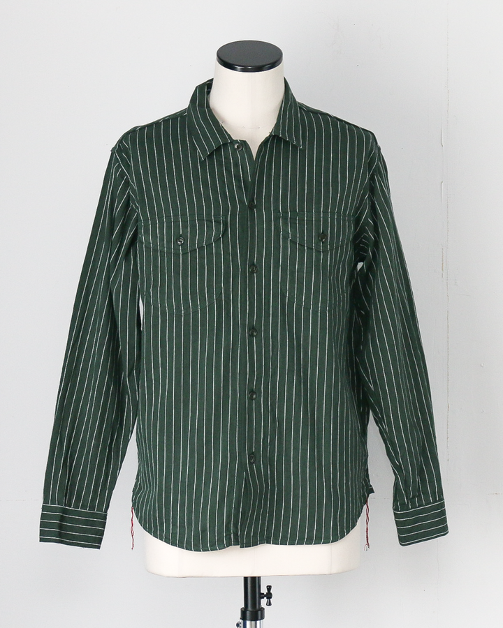 SUGAR CANE シュガーケーン SC28652 COKE STRIPE WORK SHIRT (LONG SLEEVE)  Green