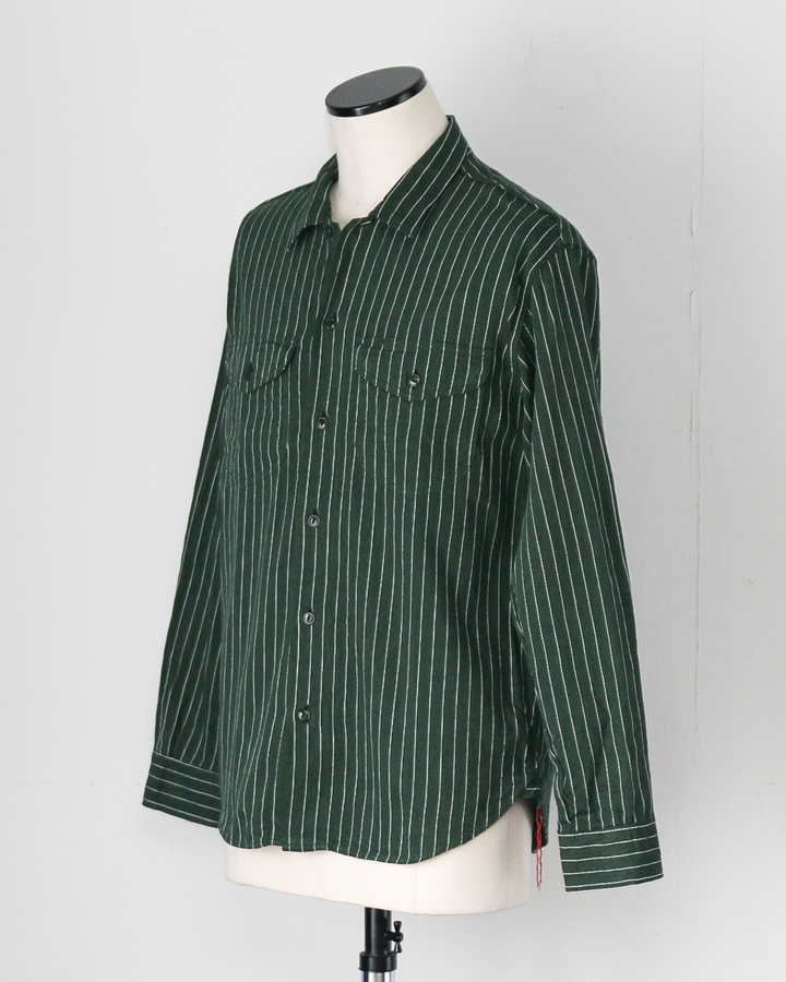SUGAR CANE シュガーケーン SC28652 COKE STRIPE WORK SHIRT (LONG SLEEVE)  Green