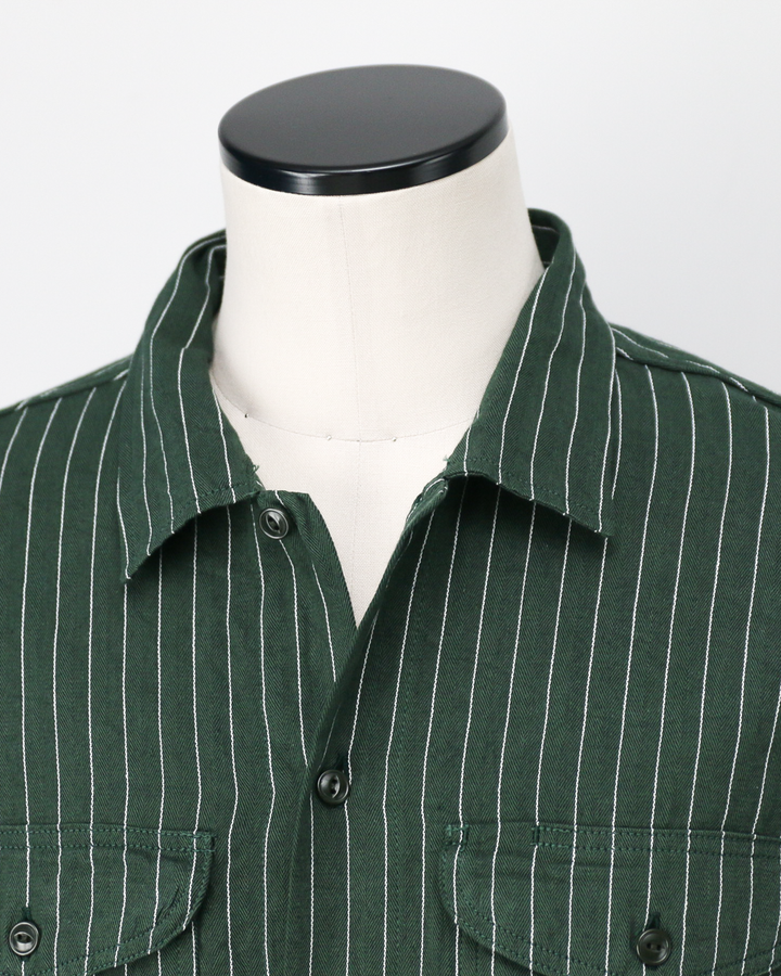SUGAR CANE シュガーケーン SC28652 COKE STRIPE WORK SHIRT (LONG SLEEVE)  Green