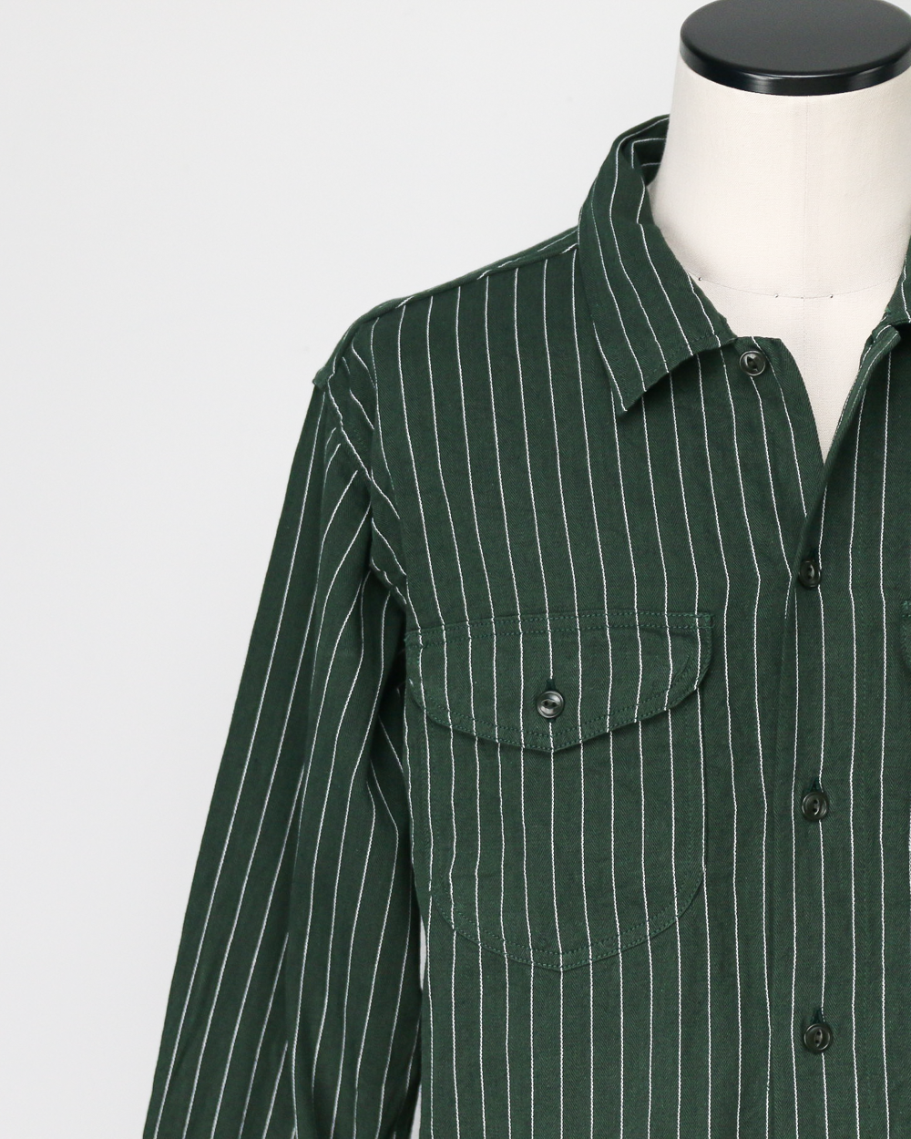 SUGAR CANE シュガーケーン SC28652 COKE STRIPE WORK SHIRT (LONG SLEEVE)  Green