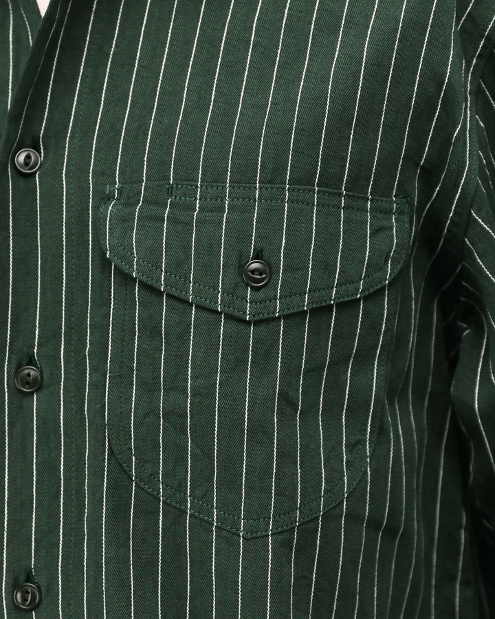 SUGAR CANE シュガーケーン SC28652 COKE STRIPE WORK SHIRT (LONG SLEEVE)  Green