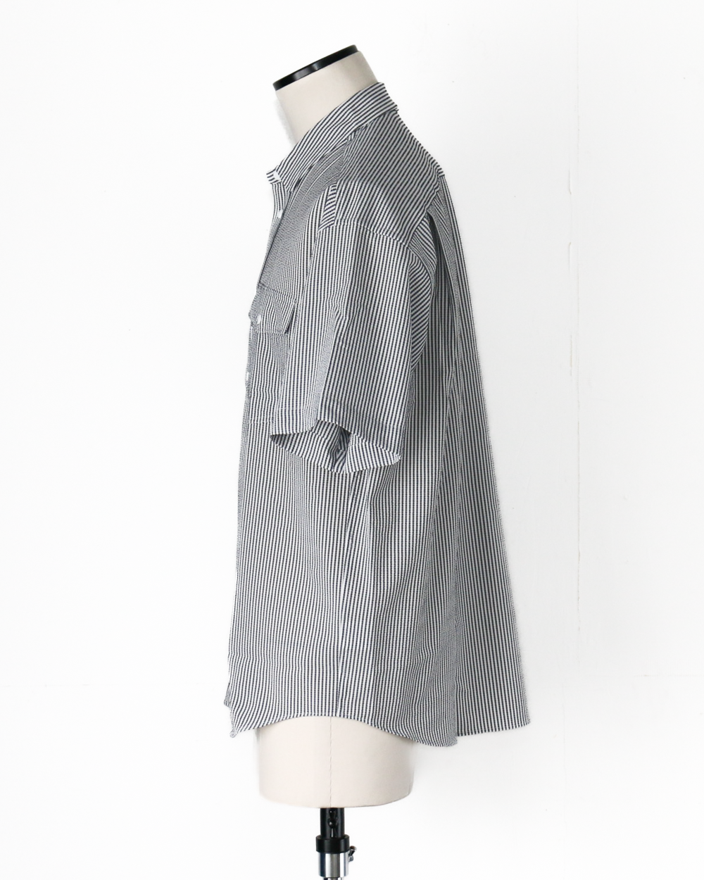 RIDGE MOUNTAIN GEAR Basic Short Sleeve Shirt "Stripe" Grey × White
