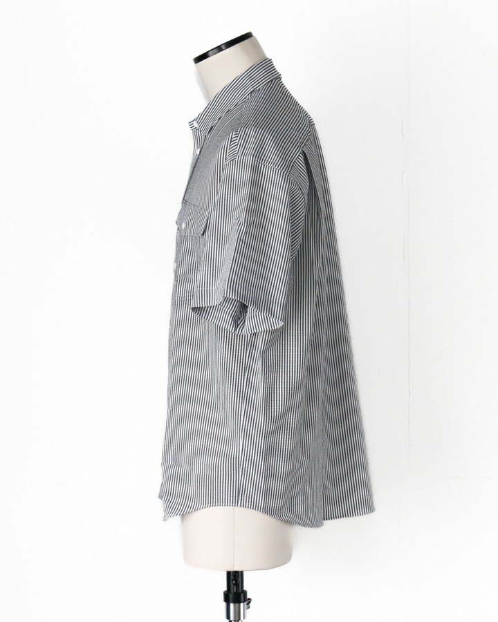 RIDGE MOUNTAIN GEAR Basic Short Sleeve Shirt "Stripe" Grey × White
