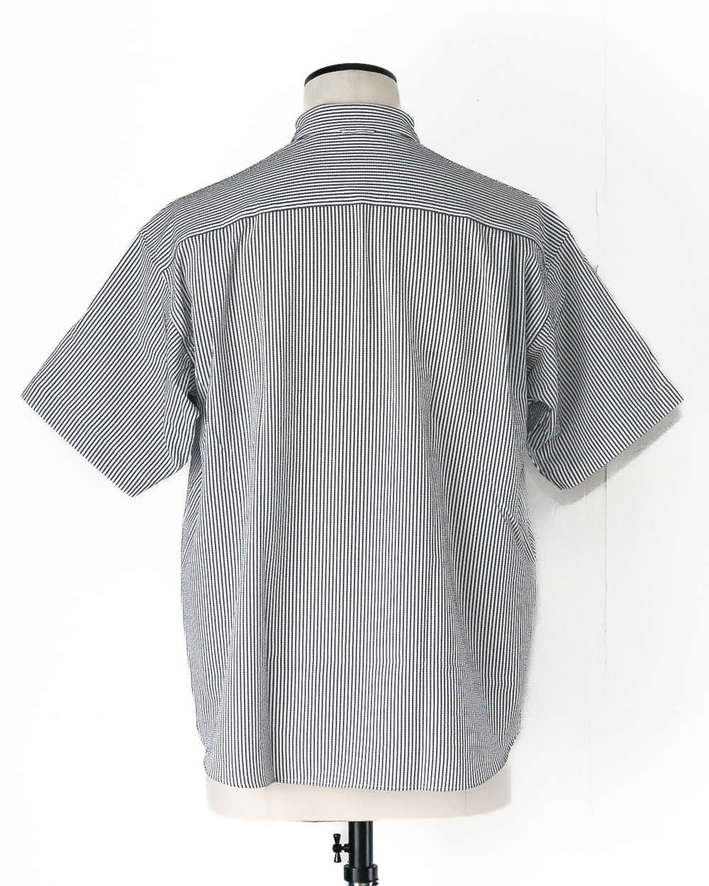 RIDGE MOUNTAIN GEAR Basic Short Sleeve Shirt "Stripe" Grey × White