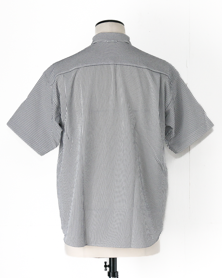 RIDGE MOUNTAIN GEAR Basic Short Sleeve Shirt "Stripe" Grey × White