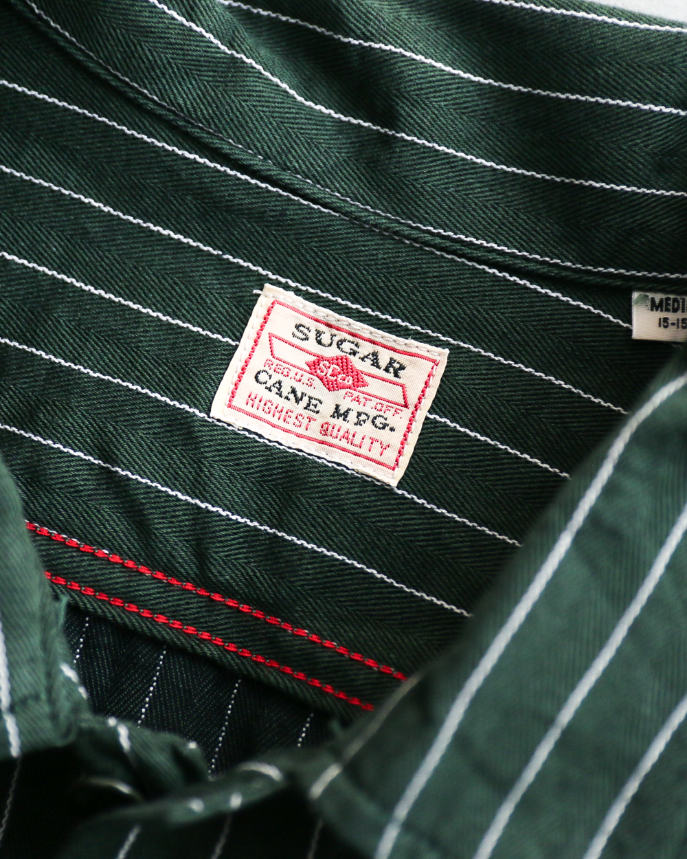 SUGAR CANE シュガーケーン SC28652 COKE STRIPE WORK SHIRT (LONG SLEEVE)  Green