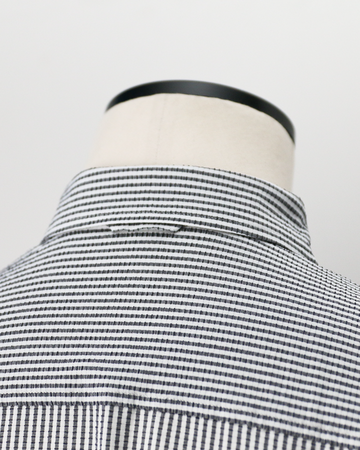 RIDGE MOUNTAIN GEAR Basic Short Sleeve Shirt "Stripe" Grey × White