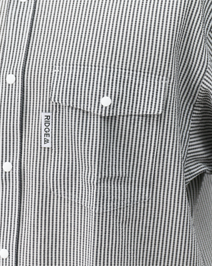 RIDGE MOUNTAIN GEAR Basic Short Sleeve Shirt "Stripe" Grey × White