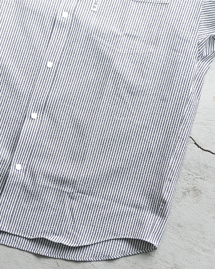 RIDGE MOUNTAIN GEAR Basic Short Sleeve Shirt "Stripe" Grey × White