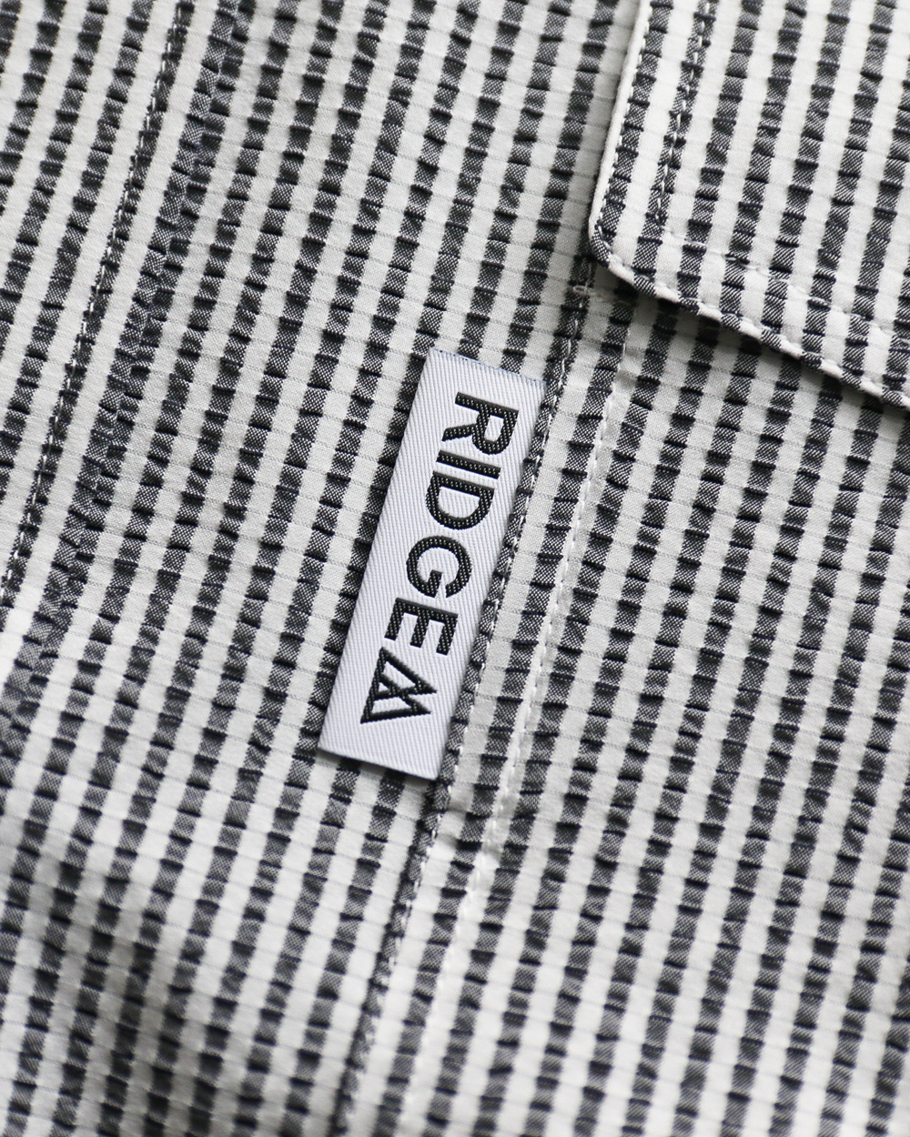 RIDGE MOUNTAIN GEAR Basic Short Sleeve Shirt "Stripe" Grey × White