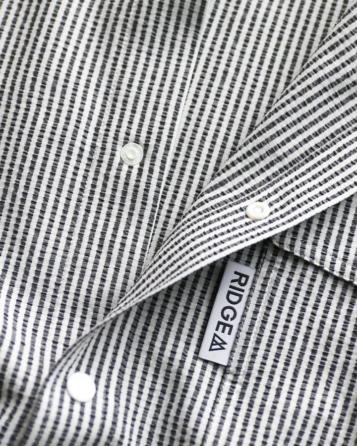 RIDGE MOUNTAIN GEAR Basic Short Sleeve Shirt "Stripe" Grey × White