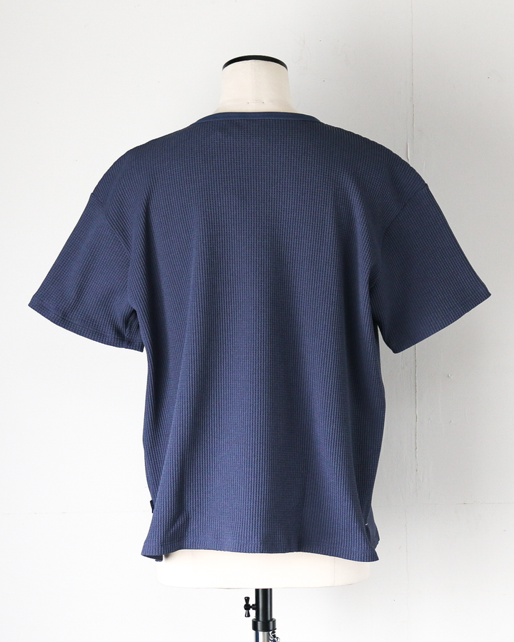 TURN ME ON Waffle Thermal Tee Smoke Blue