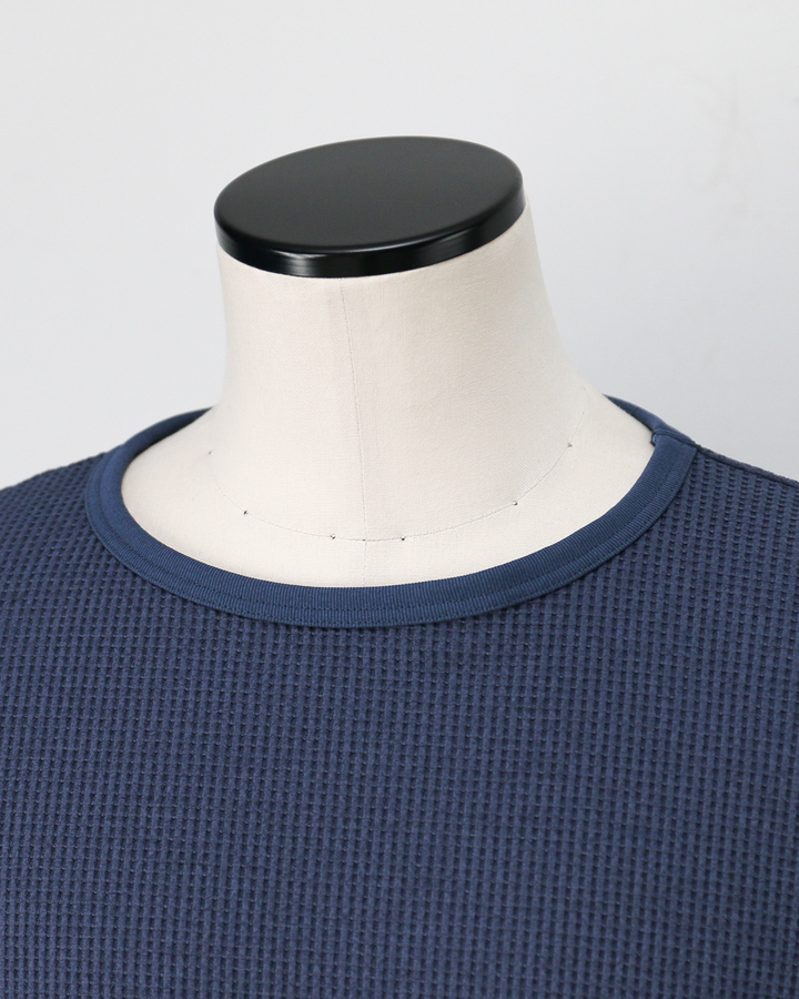 TURN ME ON Waffle Thermal Tee Smoke Blue