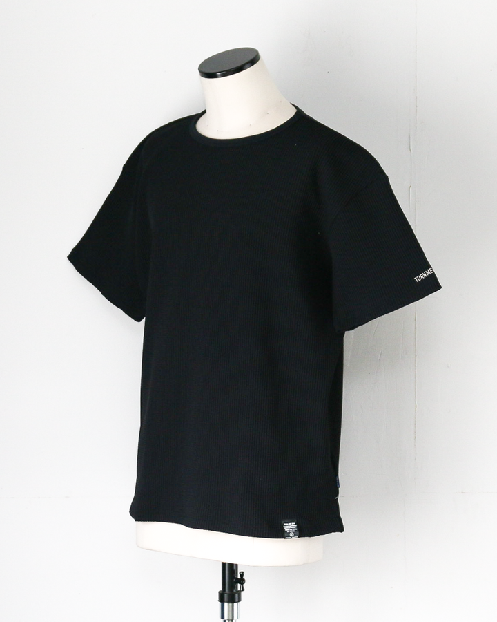 TURN ME ON Waffle Thermal Tee Black