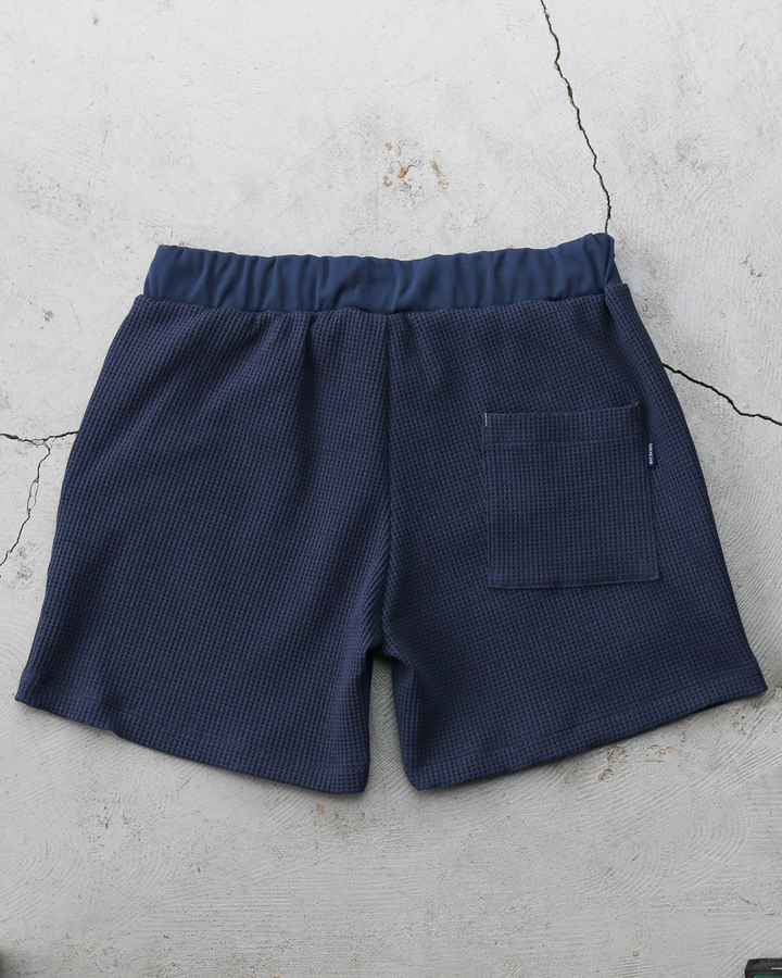 TURN ME ON Waffle Thermal Easy Shorts Smoke Blue