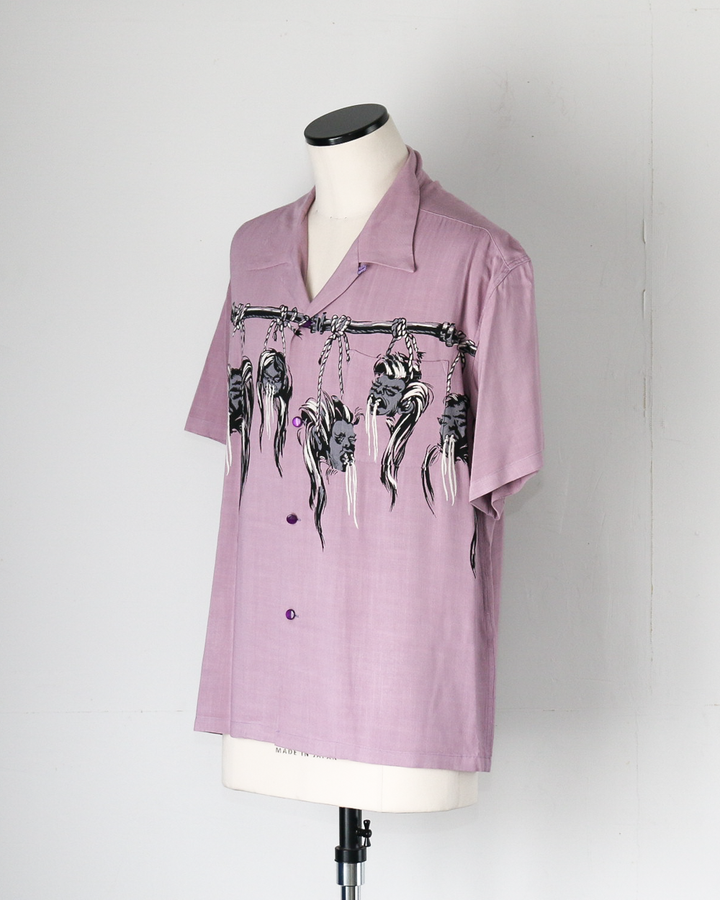 STAR OF HOLLYWOOD SH39705 / HOPSACK RAYON OPEN SHIRT “SHRUNKEN HEAD” Purple